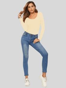 Women's Blouses Long Sleeve Thermal Underwear Winter Lady - 奶油色 - 查看 2