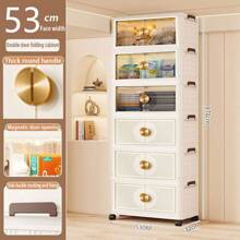 5/4/3/2/1 Layer Foldable Multi-Layer Storage Box, Bedroom Clothes, Double-Door Storage Cabinet, Cream-Colored, For Living Room, Books, Snacks, Folding Cabinet - Color Mixing - View 11