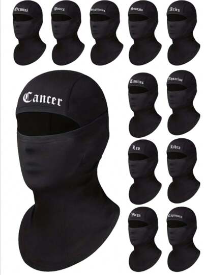 1 件装透气网眼 12 星座拉法帽面罩滑雪面罩男女全脸摩托车面罩跑步寒冷天气