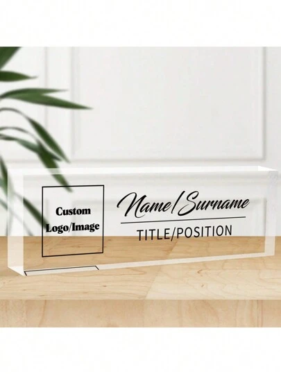 Placa de nombre de escritorio de acrílico personalizada con logotipo - Letrero de decoración de oficina personalizado para jefe o empresa, bloque de vidrio de acrílico transparente personalizado, regalos de oficina para compañeros de trabajo, jefe, maestro/regalos de aprecio a los empleados para el hogar, jardín, oficina, para aniversarios, para el Día de San Valentín, para el Día de la Madre, para cumpleaños, para el Día del Padre, para graduación, para bodas, para inauguración de la casa, Decoración del hogar de verano lento Regreso a la escuela Decoración de la habitación Útiles escolares, Artesanías personalizadas, Renovación del hogar, Hogar y vida, Asusta tu hogar, Recuerdos, Reutilizable, Adorable, de alta calidad, Vida elegante