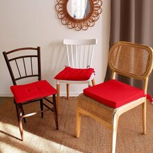 Cojín para silla, cojín suave para silla, cojín para asiento de silla con lazos, para interior, jardín, terraza, cocina, (rojo, 45 x 45 cm)