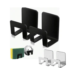 Stainless Steel Sponge Holder, No Drilling Sink Organizer, Sponge Drain Rack, Kitchen Sink Scrubber Holder, Dishcloth Hanging Storage Rack, Black,Multiple Packs Stainless Steel Kitchen Sink Sponges Holder, Self Adhesive Draining Drying Rack,Chic Stainless Steel Sponge Holders - Easy Stick, No Drill, Kitchen & Bathroom Sponge Storage Rack