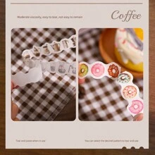 1 Roll MINI Coffee And Bread Doughnut Pattern Stickers On Roll Cutting Decor Sketchbook Aesthetics Scrapbooking DIY Collage Card Material Washi Tape Office & School Supplies