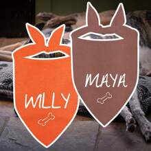 Dog Solid Color Triangle Bibs, Variety Of Patterns Like Flowers, Pawprint, Diamonds, Hearts, Customizable Black Or White Text, Soft & Comfortable Pet Bandana, Suitable For Small/Medium Dogs, 2 Sizes Available - Multicolor - View 2