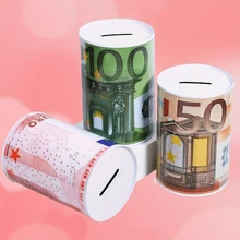 1 pièce Tirelire monnaie européenne de couleur aléatoire, tirelire en fer unique, conteneur de stockage de pièces de monnaie en métal sans fente pour pièces