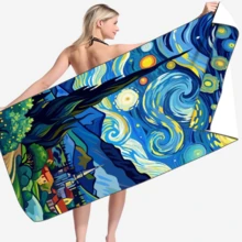 1 pièce Serviette de plage en fibres ultra-fines motif point de croix, serviette de plage séchage rapide, serviette d'absorption pour la transpiration quotidienne, serviette de bain absorbante, impression numérique, serviette de bain super grande pour la plage, l'hôtel, la natation, le sport en extérieur