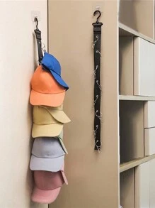 1 件免钻壁挂式衣架挂钩，衣柜整理架，用于衣服、帽子、棒球帽，多功能棉质软顶棒球帽架，夏季防晒帽钩 - 彩色 - 查看 2