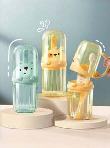 1pc Portable Toothbrush Cup With Holder And Rinse Cup Travel Toothbrush Storage Kit For Home And Outdoor Use Suitable For Student Dormitory Business Trip Hotel Or Outdoor Travel