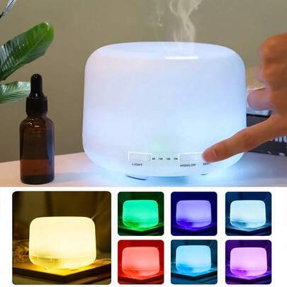 1 件 500 毫升精油芳香扩散器，USB 供电 7 色加湿器，安静彩色 LED 灯，定时器超声波雾化大容量
