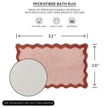 Bath Mat Non Slip Soft Super Absorbent Microfiber Scalloped Tufted Rug - Blush - View 5