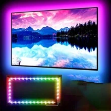 Tira de luces LED RGB 5050 para retroiluminación de TV - Increíble cambio de color de ambiente, alimentada por USB, longitud ajustable de 32.8 pies a 3.28 pies, perfecta para una experiencia de juego envolvente, decoración del dormitorio y decoraciones navideñas, decoración del hogar con luces LED - RGB - Ver 8