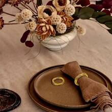 12pcs/6pcs/3pcs/2pcs Metal Napkin Rings, Simple Alloy Napkin Holder Rings For Weddings, Parties, Banquets, Buffets, Gatherings, Birthdays, Thanksgiving, Fall, Table Decor - Gold - View 9