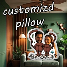 1 Almohada personalizada con forma de mono - Foto personalizada, regalo ideal para él, ella, novio, novia, papá, mamá, familia y amigos | Perfecto para decoración de interiores - sofá, cama, auto, sala de té, dormitorio - Sube fotos para personalizar almohadas. - Ver 2