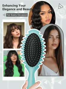 卷发定型刷，卷发刷，2025 新款发型刷，带鳄鱼夹，卷发定型边缘提升造型刷，适用于卷发湿发梳理、塑造和定型卷发，适用于女性、男性、男孩、情人节心形情人节