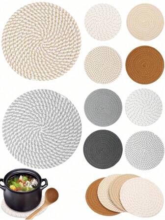 4pcs Heat Resistant Pad Set, Suitable For Hot Pot And Frying Pan, Anti-Fouling Pads, Cooking & Baking Accessories, Essential Home Decor For New Home And Farmhouse