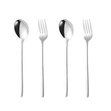 1/2/5/10 piezas Cucharas coreanas de acero inoxidable de mango largo, cucharas para sopa, utensilios de cocina, elegantes utensilios de comedor, artículos escolares
