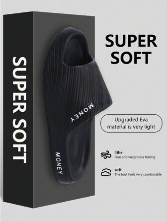 2025 New Women Plastic Slippers, Soft Bottom Lightweight, Slip-On Indoor Outdoor Style, Quick Drying Open Toe Strap Sandals, Solid Color Textured With Carved English Letter Design