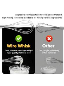 3 Packs Stainless Steel Whisk For Cooking, Thick Wire Wisk & Strong Handles, Egg Frother For Cooking, Blending, Whisking, Beating And Stirring - Multicolor - View 4