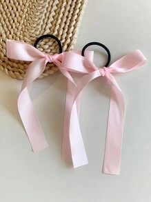 10个/套 女士时尚多色蝴蝶结发圈，芭蕾舞鞋缎带发绳，简约马尾发圈，甜美发饰，可爱粉色缎带，适合日常使用，发饰，发绳，礼物头饰橡皮筋 - 彩色 - 查看 4