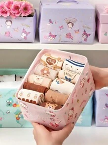 Sanrio 3pcs Sanrio Pom Pom Purin, Hello Kitty & Friends Folding Storage Box Set - Adorable Fabric Storage Boxes, Suitable For Socks, Clothes, Stationery, Mixed Colors Kuromi And My Melody Designs - Ideal For Home And Office, Sock Drawer Organizer, Perfect Gift For Moms And Wives