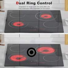 Ceramic Hob 4 Zone Electric Cooker 60cm Built-In Double Ring Zone Function Hard Wired Touch Control Child Lock Dimensions 23x20x17 Inches - 4zone - View 2