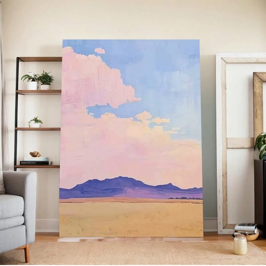 Canvas Wall Art  Vintage Desert Nature Wall Art, Painting Minimal Desert Sky View Art, Southwest Decor Art