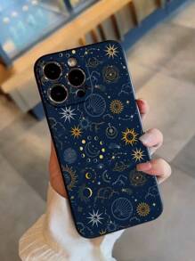 Funda de teléfono antideslizante con borde recto y fase lunar del Ramadán pintada, compatible con iPhone 16/16 Pro/16 Plus/16 Pro Max, P14 Pro Max, P13, P11 dibujos animados, P12 antideslizante, XR dibujos animados 7 8 GES2 XS, aplicable a la serie iPhone P15