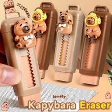 1pc Cute Capybara Shape Pencil Eraser - Convenient Pull-Push Eraser, School Supplies, Suitable For Office, Party Favors Random Things, Japanese School Supplies,Eraser,Office>Supplies,School Pencil,Back To School Supplies,Jucarii,Capybara