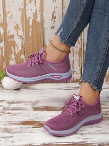 Women's Spring Autumn Casual Sneakers, Slip-Resistant Soft Bottom Comfortable Versatile Female Shoes - Purple - View 1