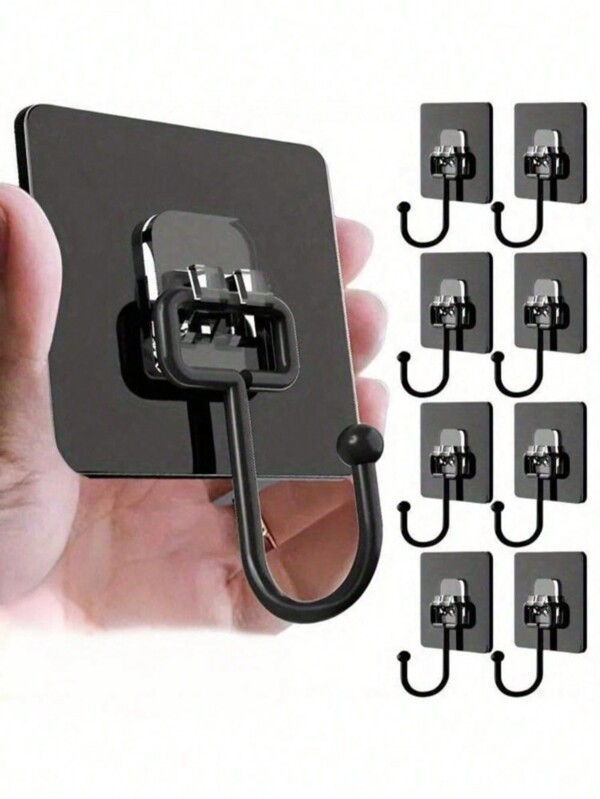 10pcs Self-Adhesive Swivel Waterproof Wall Hooks, Easy To Install Kitchen Bathroom Storage Rack Hooks, Concrete Anchors - For Concrete Wall, Hardwood Wall And Drywall, Waterproof, Sturdy, Easy Installation - Perfect For Kitchen, Bathroom Or Any Place Needing Extra Storage! Bathroom, Kitchen, Bathroom Organization, Garden Lighting, Wall Mounted Hooks, Christmas Decoration, Key Rack, Key Rack Wall, Key Rack