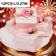 6pcs/12pcs/24pcs Elegant Pink Wedding Favor Box | Square Candy Box | Gift Packaging For Weddings | Bridal Shower Treat Boxes | Beautiful Foldable Design,Wedding Decor,Home Decor ,Room Decor Party Favors Bride Gifts Birthday Graduation Birthday Decorations Party Decorations Gift Bags Christmas Decorations Christmas