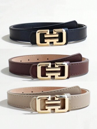 Fashionable Women's PU Leather Belt With Shiny Buckle - Versatile Accessory Suitable For Spring To Pair With Jeans, Dresses And Casual Outfits Fall, Autumn, Halloween