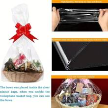 30pcs Large Clear Cellophane Bag With Bow For Basket And Gift Wrap Christmas Decoration - Multicolor - View 4