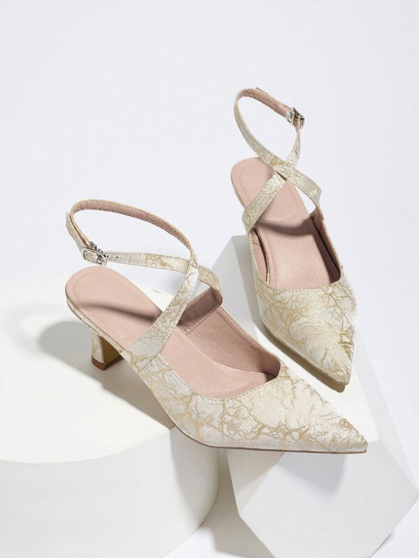 European & American Style Pointed Toe High Heels, 2-2.5cm Low Kitten Heels, Retro Design Suitable For Dresses, Women Pumps Shoes