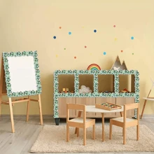 1 Roll Green Eucalyptus Leaf Decorative Border Stickers, Blackboard Bulletin Board Decor Paper, Decorative Border (No Adhesive) Gifts Birthday Graduation Personalised Stickers School Decor School Surprise Dormitory Decor Back To School Home Decor Room Decor School Supplies