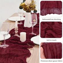 1 Pc Wine Red Cheesecloth Table Runner, 400cm Long Cheese Cloth Boho Sheer Table Cloth Suitable For Wedding, Baby Shower, Birthday, Holiday Party, Thanksgiving, Christmas Decor