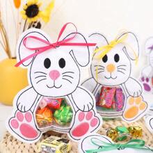 6 stuks meerkleurige paashaas-snackzakjes, schattige konijnen-snoepzakjes, paasfeest-konijnendecoraties, creatieve konijnen-snackcadeauzakjes