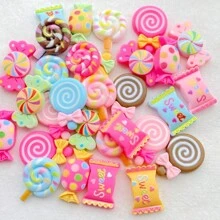 10/20/30pcs Hand-Painted Resin Mixed Color Candy Lollipop Charms - Colorful Flat Back Cabochons For DIY Keychains, Scrapbooking, Wedding Decor & Jewelry Crafts