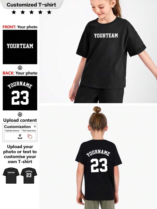 Personnalisez les T-shirts à la mode pour enfants, photos, cadeaux, DIY, ajoutez de la chance, des mathématiques, du texte, un design double-face, beau et mignon