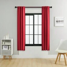 1 件或 2 件多种尺寸选择围兜式窗帘套件，带杆袋，遮光纯色隔热窗帘，适用于客厅、办公室、卧室，可调节以适应各种空间 - 紅色 - 查看 27