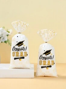 25/50/100pcs Graduation Gift Bags, Platinum Graduation Party Favor Bags, Gift Packaging Supplies, 2025 University Graduation Party Decorations, Graduation Class Graduation Souvenir Gift Packaging Bags, Graduation Decorations, Graduation Gifts - Platinum Graduation Season - View 7