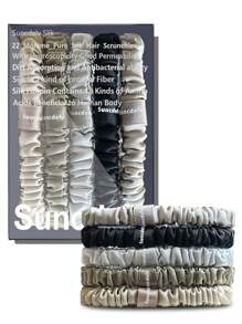 6个装 100% 纯桑蚕丝发圈，真丝发绳，马尾辫发圈，纯色天然发饰，发圈，发绳，头饰