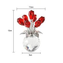 1 Piece Handmade Crystal Red Rose Flower Figurine With Round Vase, Romantic Rose Gifts For Women On Valentine's Day Mother's Day Birthday, Rose Collectible Figurines For Home Party Wedding Decorations Graduation