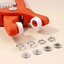 1 set d'outils pour boutons-pression sans couture à installation facile, convient pour les vêtements et couvertures pour enfants - acier inoxydable/plastique, bouton-pression à 5 griffes, sans clous, sans couture - Multicolore - Voir 1