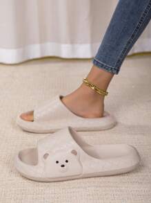 Women's Non-Slip Soft Bottom Indoor Slippers, Summer Quiet Couple Bathroom Home Use Bear Design Slides