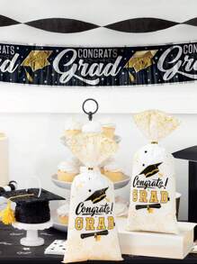 25/50/100pcs Graduation Gift Bags, Platinum Graduation Party Favor Bags, Gift Packaging Supplies, 2025 University Graduation Party Decorations, Graduation Class Graduation Souvenir Gift Packaging Bags, Graduation Decorations, Graduation Gifts - Platinum Graduation Season - View 9