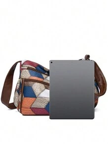 新款多功能中年女性手提包、妈妈包、婆婆包，柔软皮革质感单肩斜挎包 - 卡其色 - 查看 2