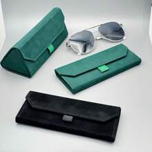 1pc Velvet Triangle Folding Glasses Women Case Elegant Fashion Glasses Case Purse Hard Men Soft Elegant Reading Glasses Box Glasses Case - Multicolor - View 2