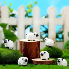 10pcs Mini Resin Sheep Statues Figurines, Cute Ornaments For Indoor/Outdoor Fairy Garden, Landscape Decor, Accessories For Middle East Festivals & Parties (Classic Style)