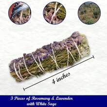 Sage Smudge Kit For Cleansing Negative Energy, Home And Creating The Energy Of Happiness Rosemary & Lavender Sage Smudge Sticks With White Sage Pack Of 3